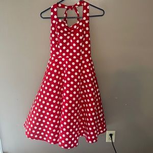 Vintage Style Red with White Polka Dot Tea Dress